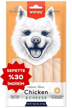 Wanpy Tavuklu ve Peynirli Krema Köpek Ödülü 5x14gr - Thumbnail