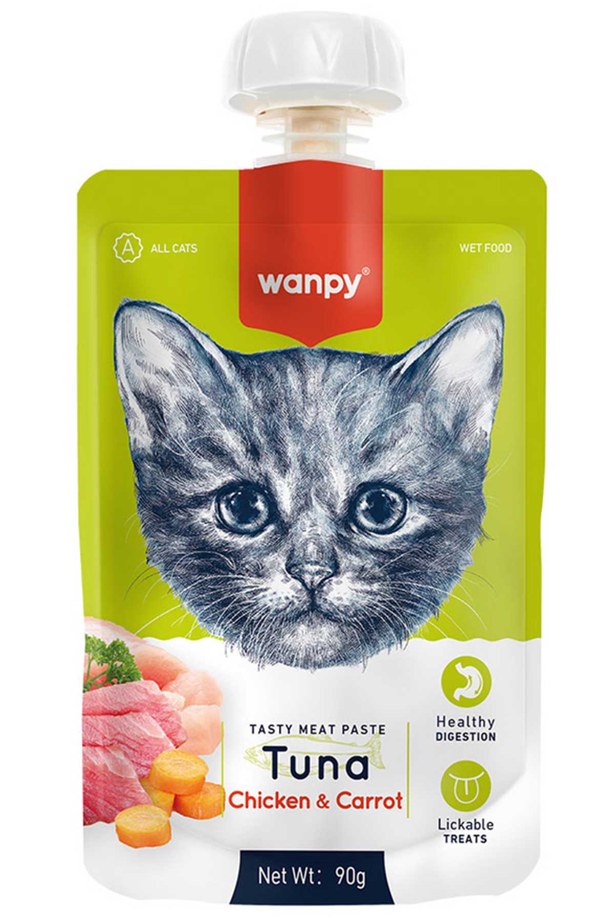 Wanpy Ton Balığı ve Tavuklu Taze Ezme Kedi Ödül Maması 90gr