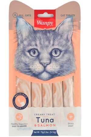 WANPY - Wanpy Ton Balığı ve Somonlu Sıvı Kedi Ödül Maması 5x14gr WANPY - Wanpy Ton Balığı ve Somonlu Sıvı Kedi Ödül Maması 5x14gr