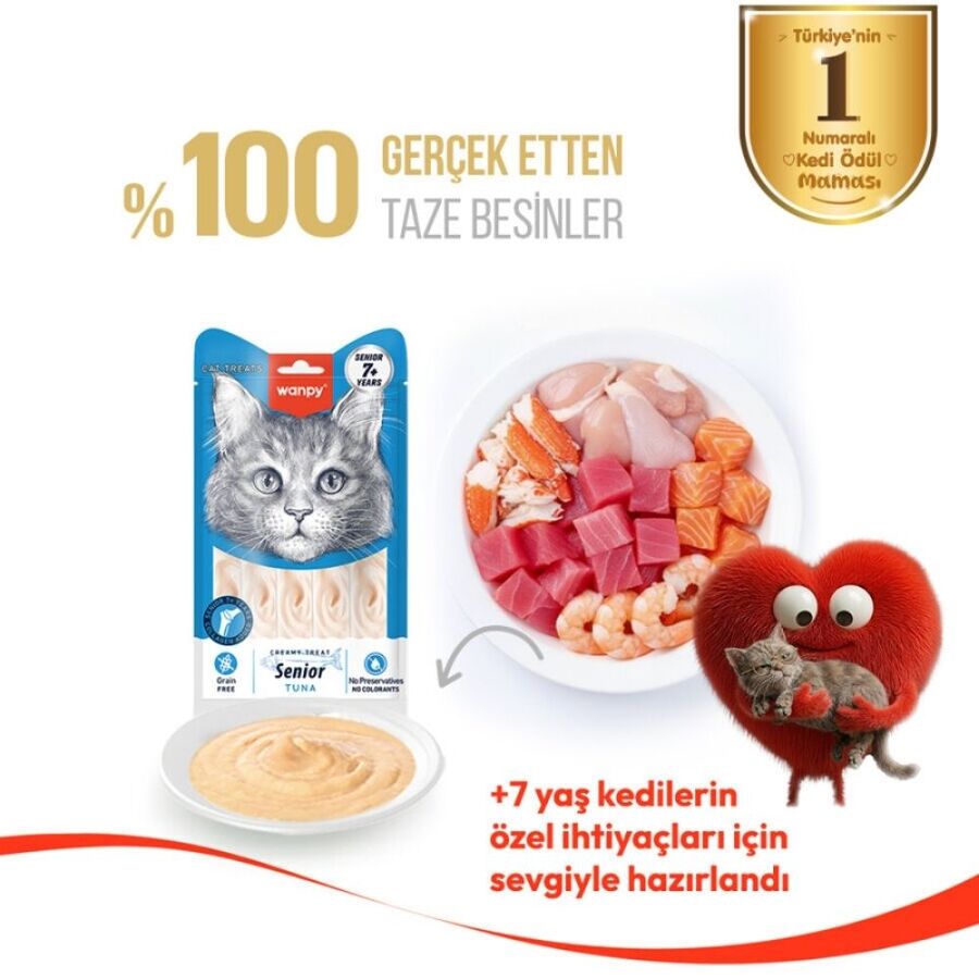 Wanpy Ton Balıklı 7+ Yaş Kedi Krema Ödülü 5×14gr