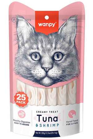 WANPY - Wanpy Ton Balıklı ve Karidesli Kedi Ödül Maması 25*14gr