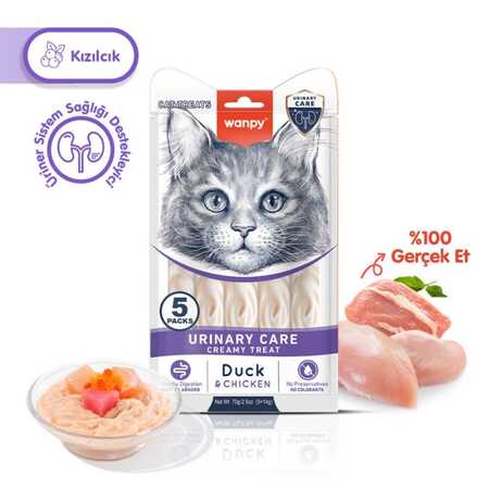 Wanpy Urinary Care Ördekli ve Tavuklu Krema Kedi Ödülü 5x14 Gr - Thumbnail