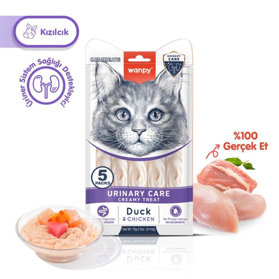 Wanpy Urinary Care Ördekli ve Tavuklu Krema Kedi Ödülü 5x14 Gr