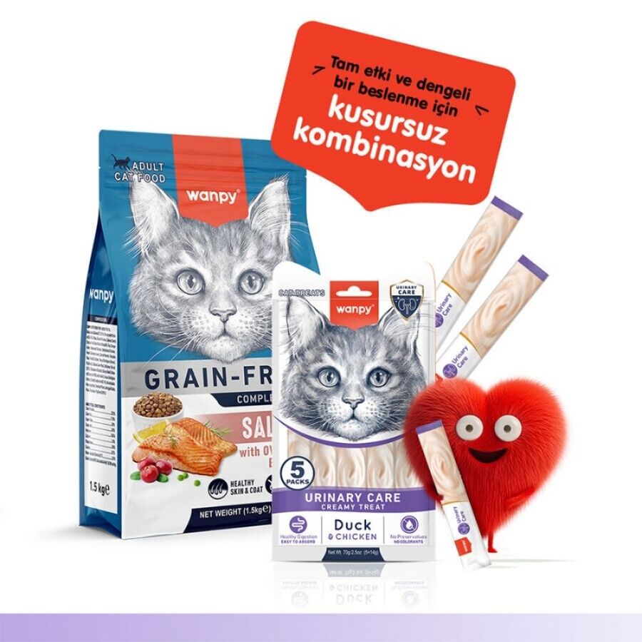 Wanpy Urinary Care Ördekli ve Tavuklu Krema Kedi Ödülü 5x14 Gr