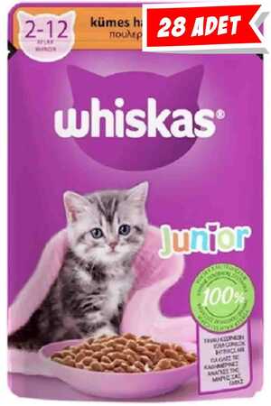 WHISKAS - Whiskas Pouch Gravy Soslu Kümes Hayvanlı Yavru Kedi Konservesi 28x85gr 28li
