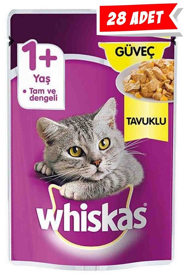 Whiskas Pouch Güveç Tavuklu Yetişkin Kedi Konservesi 28x85gr 28li