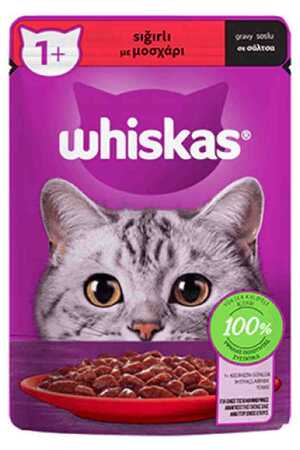 WHISKAS - Whiskas Pouch Sos İçinde Sığır Etli Yetişkin Kedi Konservesi 85gr
