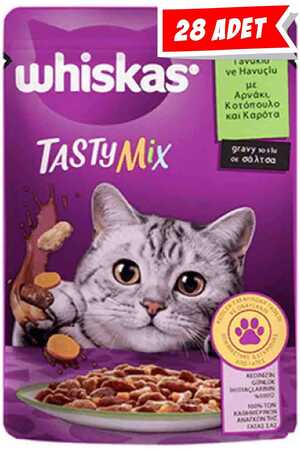 WHISKAS - Whiskas Tasty Mix Kuzulu Tavuklu Havuçlu Yetişkin Kedi Konservesi 28x85gr 28li