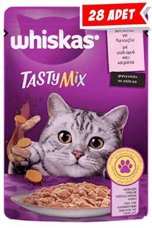 WHISKAS - Whiskas Tasty Mix Somonlu Havuçlu Yetişkin Kedi Konservesi 28x85gr 28li
