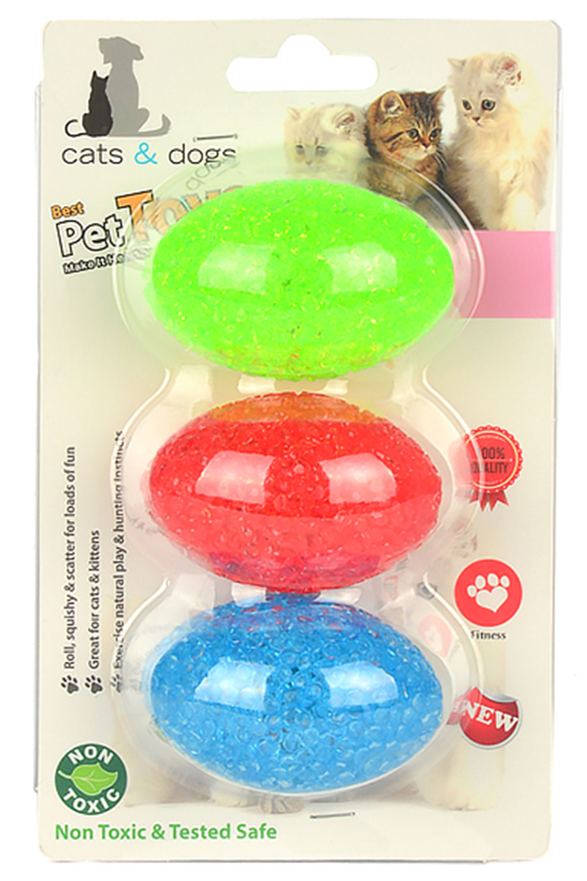 Flip Kedi Oyun Topu Elips Çıngıraklı 3lü Flip Kedi Oyun Topu Elips Çıngıraklı 3lü