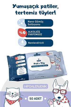 EvineMama - Zozo Cares Tüy ve Pati Temizleme Mendili (50li)